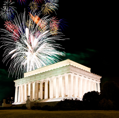 4th of July Fireworks Over the Jefferson Memorial in DC
